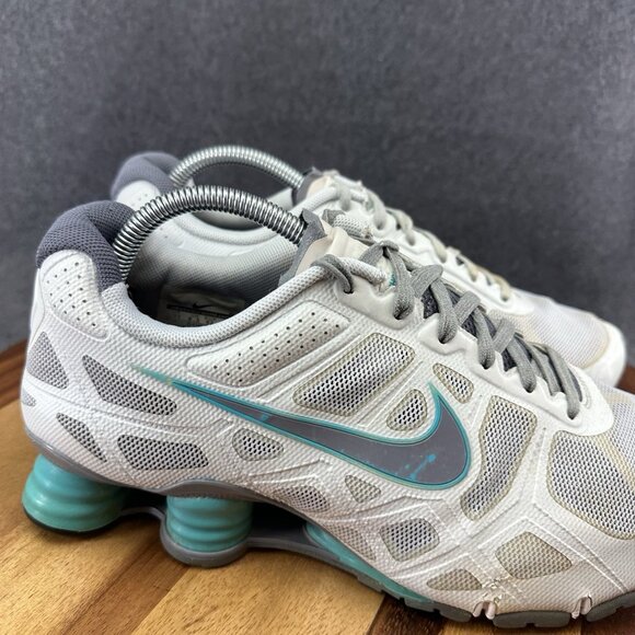 Nike Women’s 11 Shox Turbo 12 style 454165-014 Platinum Grey Turquoise Gray - Picture 3 of 11